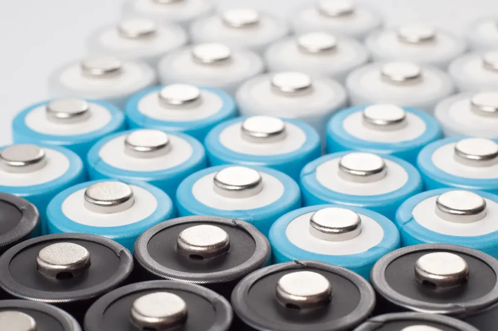photograph of batteries arranged in a grid